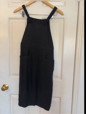 NWT Monteau Black Pinafore Overall Midi Dress XS
